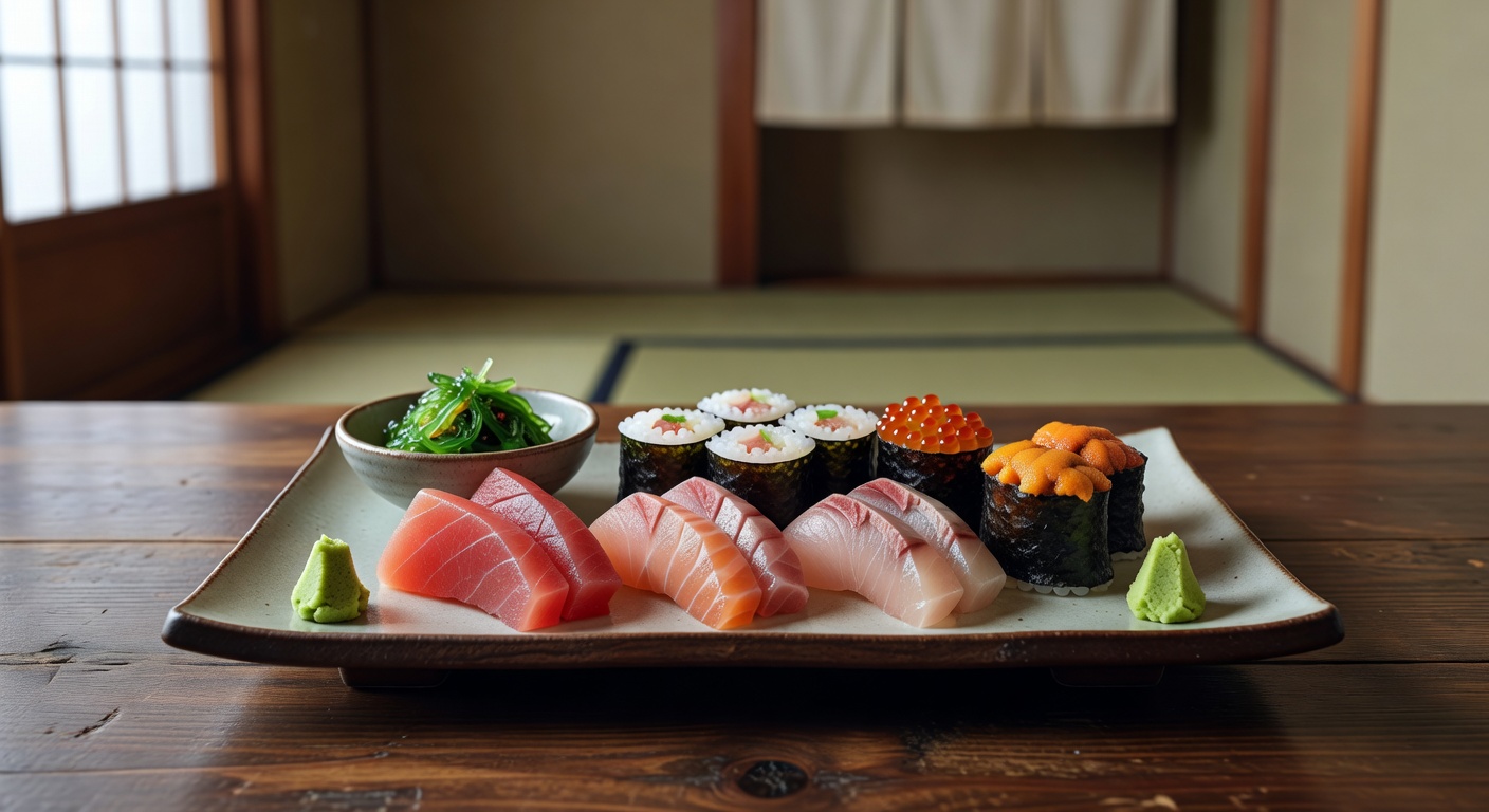 丁寧に盛り付けられた日本の食事